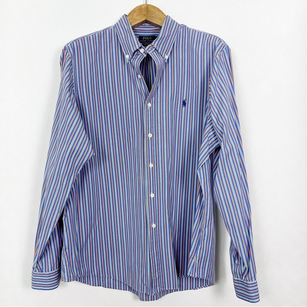 EUC Polo Ralph Lauren Men’s Blue Striped Casual Button Down Shirt‎ Size XXL - Picture 10 of 10